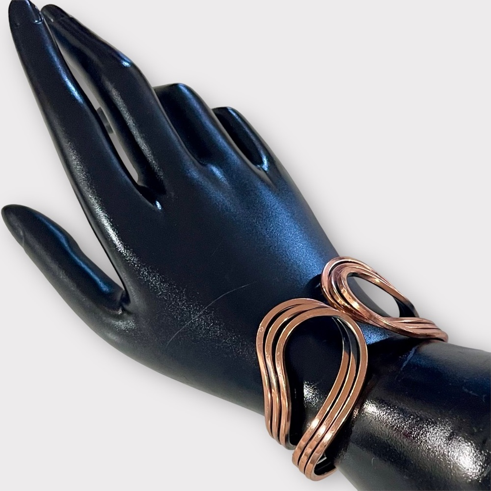 Vintage Unsigned Renoir Mid Century Copper Hinged Cuff Bracelet